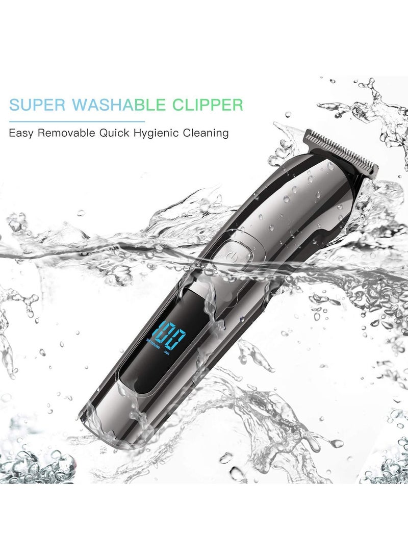 Beard Trimmer for Men, Hair Clippers & Trimmer, IPX7 Waterproof Mustache Body Nose Ear Facial Shaver, Electric Razor All in 1 Kit, Gifts USB Rechargeable LED Display