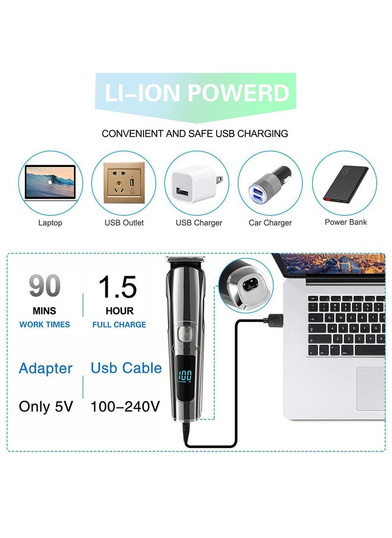 Beard Trimmer for Men, Hair Clippers & Trimmer, IPX7 Waterproof Mustache Body Nose Ear Facial Shaver, Electric Razor All in 1 Kit, Gifts USB Rechargeable LED Display