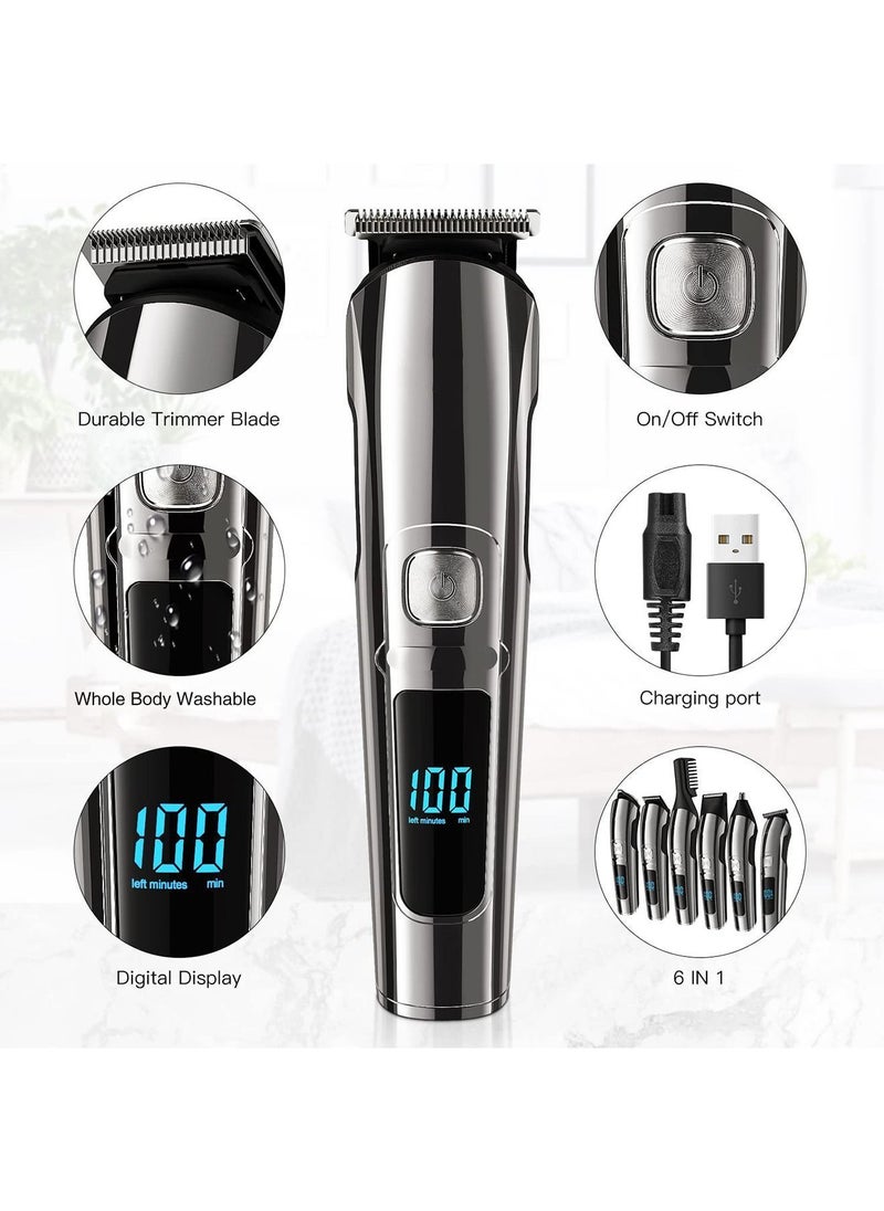 Beard Trimmer for Men, Hair Clippers & Trimmer, IPX7 Waterproof Mustache Body Nose Ear Facial Shaver, Electric Razor All in 1 Kit, Gifts USB Rechargeable LED Display