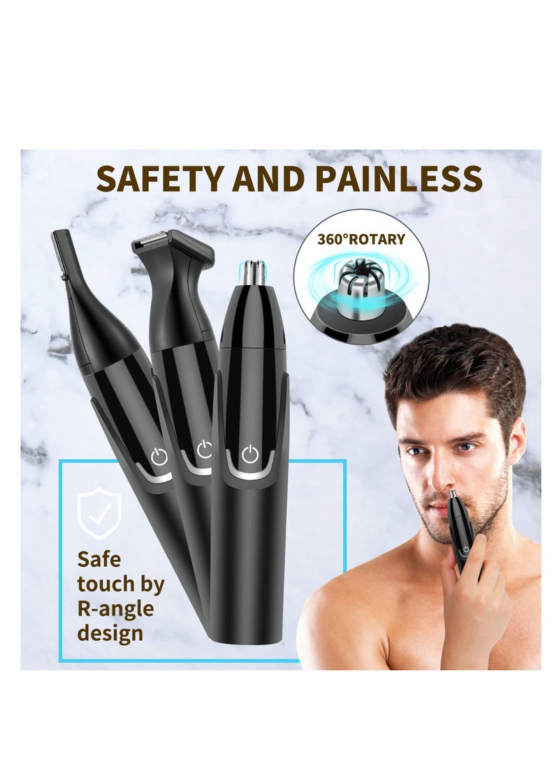 Rechargeable Nose Trimmer for Men and Women Ear Hair Professional Painless Eyebrow & Facial Nasal Clippers Waterproof Dual Edge Blades Easy Cleansing