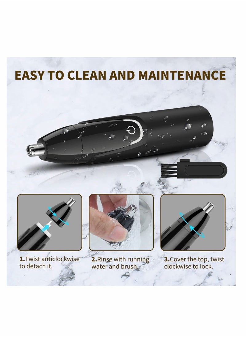 Rechargeable Nose Trimmer for Men and Women Ear Hair Professional Painless Eyebrow & Facial Nasal Clippers Waterproof Dual Edge Blades Easy Cleansing