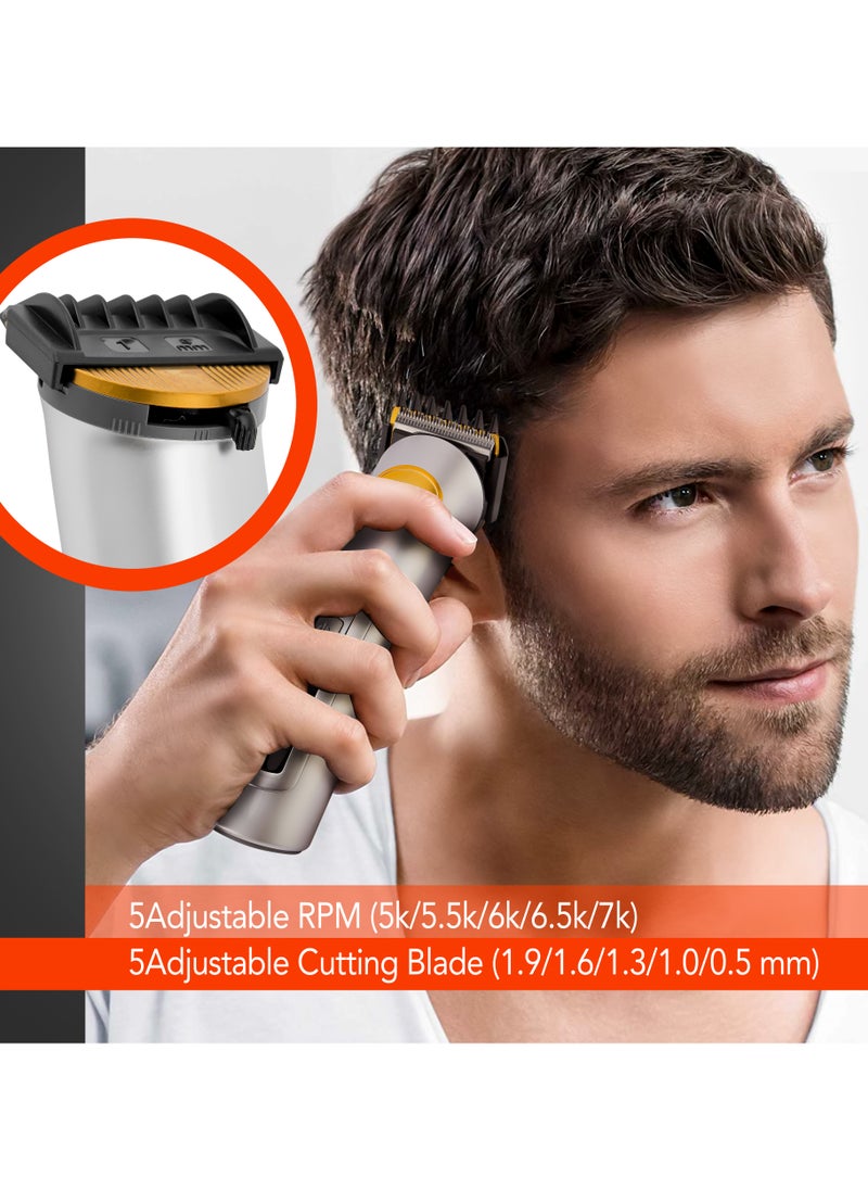 Geepas Professional Digital Hair Clipper GTR56031, Hair Clipper with High Capacity Li Battery and Fast Charging, 5 Adjustable RPM, 5 Adjustable Cutting Blades and 5 Separate Combs, LCD Display