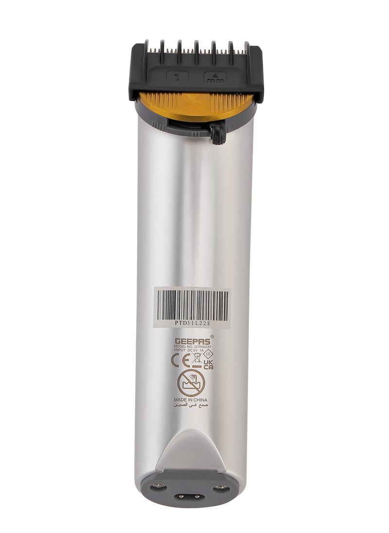 Geepas Professional Digital Hair Clipper GTR56031, Hair Clipper with High Capacity Li Battery and Fast Charging, 5 Adjustable RPM, 5 Adjustable Cutting Blades and 5 Separate Combs, LCD Display