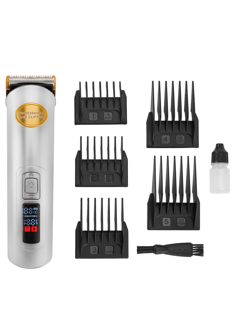Geepas Professional Digital Hair Clipper GTR56031, Hair Clipper with High Capacity Li Battery and Fast Charging, 5 Adjustable RPM, 5 Adjustable Cutting Blades and 5 Separate Combs, LCD Display