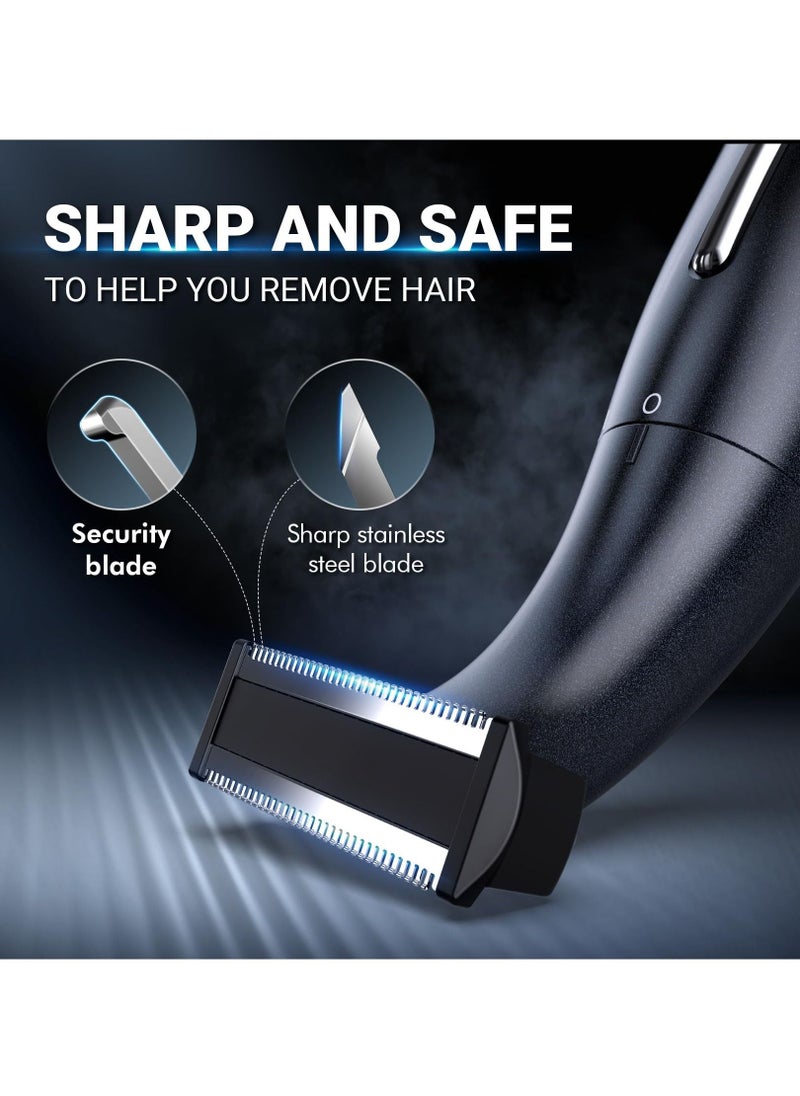 Model C Rechargeable Beard Trimmer Men's Body Hair Trimmer Ingrid Trimmer Wet & Dry Electric Shaver LED Display Safety Lock & 4 Blades