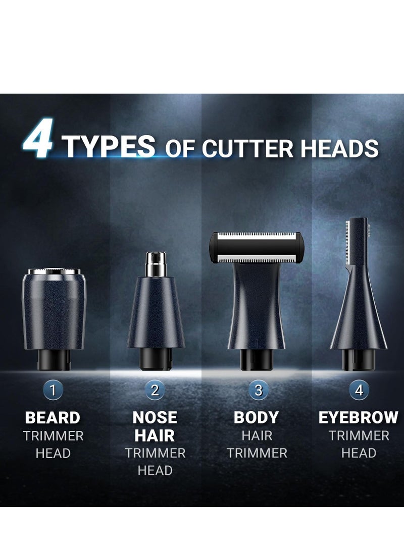 Model C Rechargeable Beard Trimmer Men's Body Hair Trimmer Ingrid Trimmer Wet & Dry Electric Shaver LED Display Safety Lock & 4 Blades