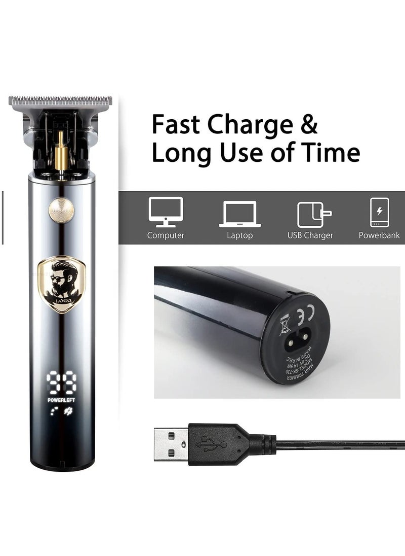 Beard Trimmer for Mens, Rechargeable Electric Hair Clippers with LCD Screen, Titanium Precision T Blade Trimmer for Families and Barber Perfect Gift