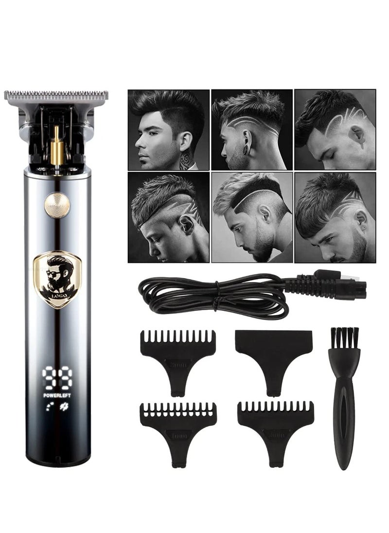 Beard Trimmer for Mens, Rechargeable Electric Hair Clippers with LCD Screen, Titanium Precision T Blade Trimmer for Families and Barber Perfect Gift