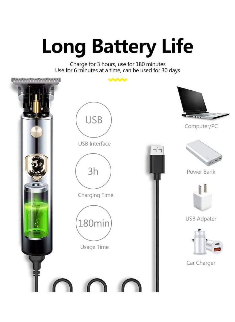 Beard Trimmer for Mens, Rechargeable Electric Hair Clippers with LCD Screen, Titanium Precision T Blade Trimmer for Families and Barber Perfect Gift