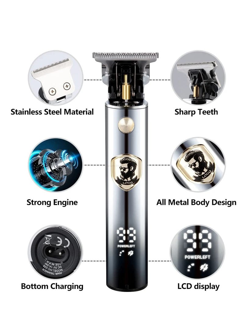 Beard Trimmer for Mens, Rechargeable Electric Hair Clippers with LCD Screen, Titanium Precision T Blade Trimmer for Families and Barber Perfect Gift