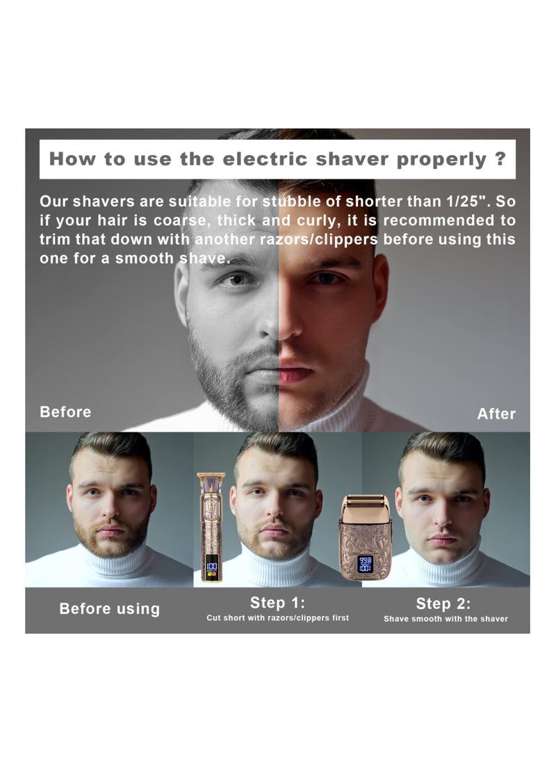 Men's 3-Speed Electric Razor, Double Foil Electric Shaver Electric Head Shaver Close Shave Razor Bald Head Shaver Barber Supplies Electric Beard Trimmer High Performance Bald Head Shavers for Bald Men