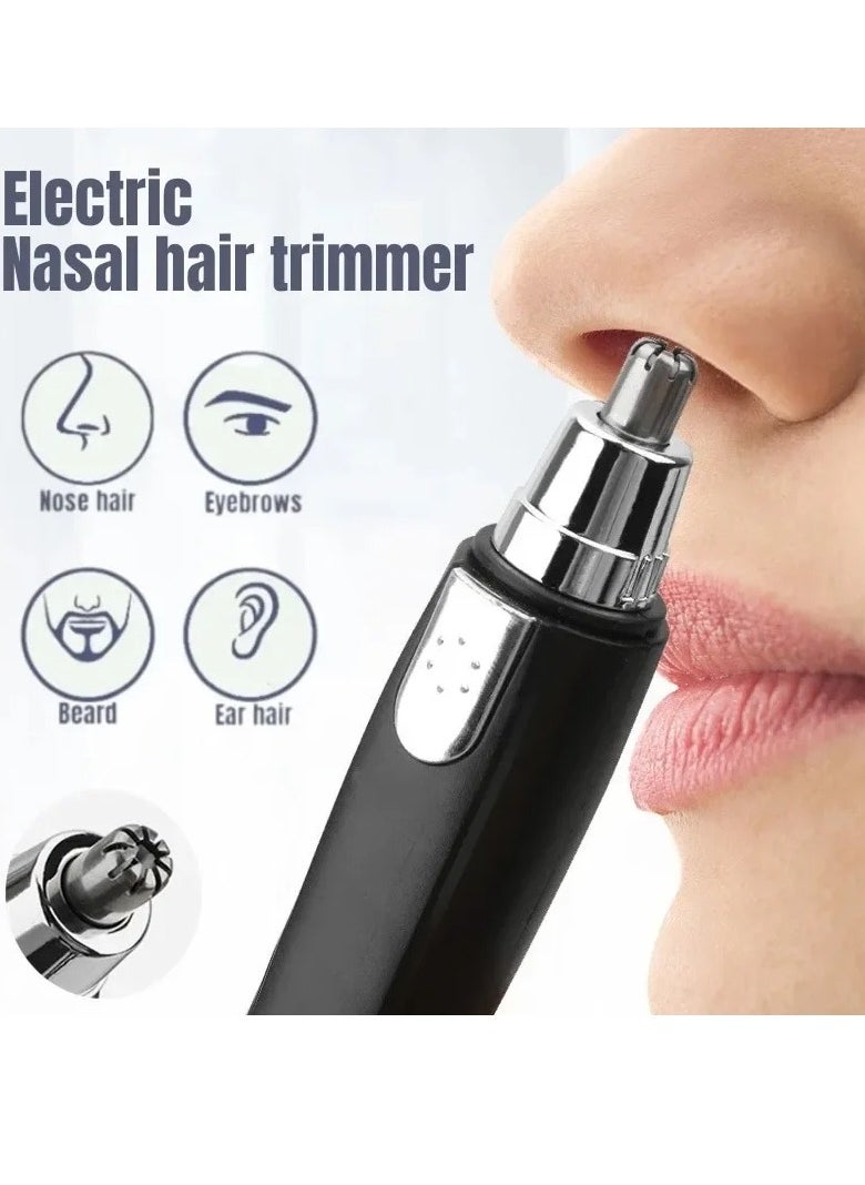 Electric Nasal Hair Trimmer, 4 In 1 USB Rechargeable Electric Eyebrow And Facial Hair Trimmer, Portable Electric Ear Nose Hair Cutter With Waterproof Head Double Edge Stainless Steel Blade, (Silver)