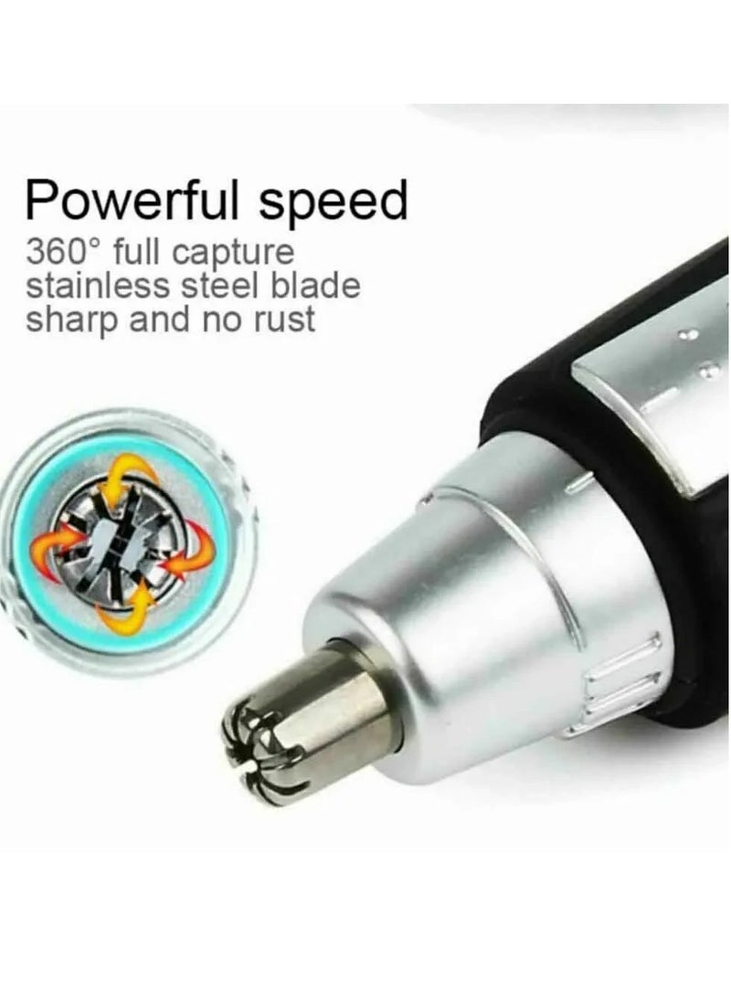 Electric Nasal Hair Trimmer, 4 In 1 USB Rechargeable Electric Eyebrow And Facial Hair Trimmer, Portable Electric Ear Nose Hair Cutter With Waterproof Head Double Edge Stainless Steel Blade, (Silver)