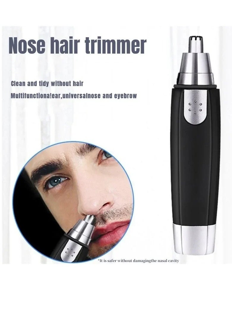 Electric Nasal Hair Trimmer, 4 In 1 USB Rechargeable Electric Eyebrow And Facial Hair Trimmer, Portable Electric Ear Nose Hair Cutter With Waterproof Head Double Edge Stainless Steel Blade, (Silver)