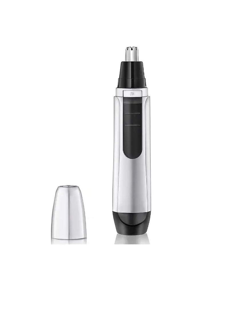 Electric Nasal Hair Trimmer, 4 In 1 USB Rechargeable Electric Eyebrow And Facial Hair Trimmer, Portable Electric Ear Nose Hair Cutter With Waterproof Head Double Edge Stainless Steel Blade, (Silver)