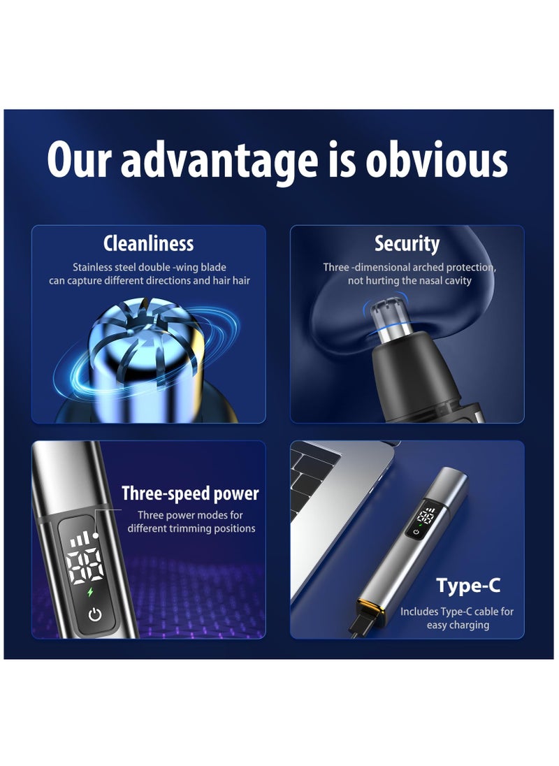 Ear and Nose Trimmer for Men, 2024 Professional USB Rechargeable Nose Hair Trimmer for Men and Women, Painless Waterproof Eyebrow Facial Hair Removal Nose Clipper