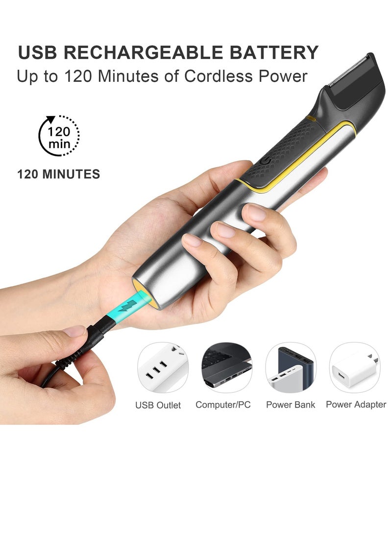 Men's Body Hair Trimmer, Body Shavers for Mens Trimmer for Face and Body, Electric Trimmer Waterproof Beard Trimmer Cordless Body Groomer for Men Bikini Trimmer Women USB Rechargeable
