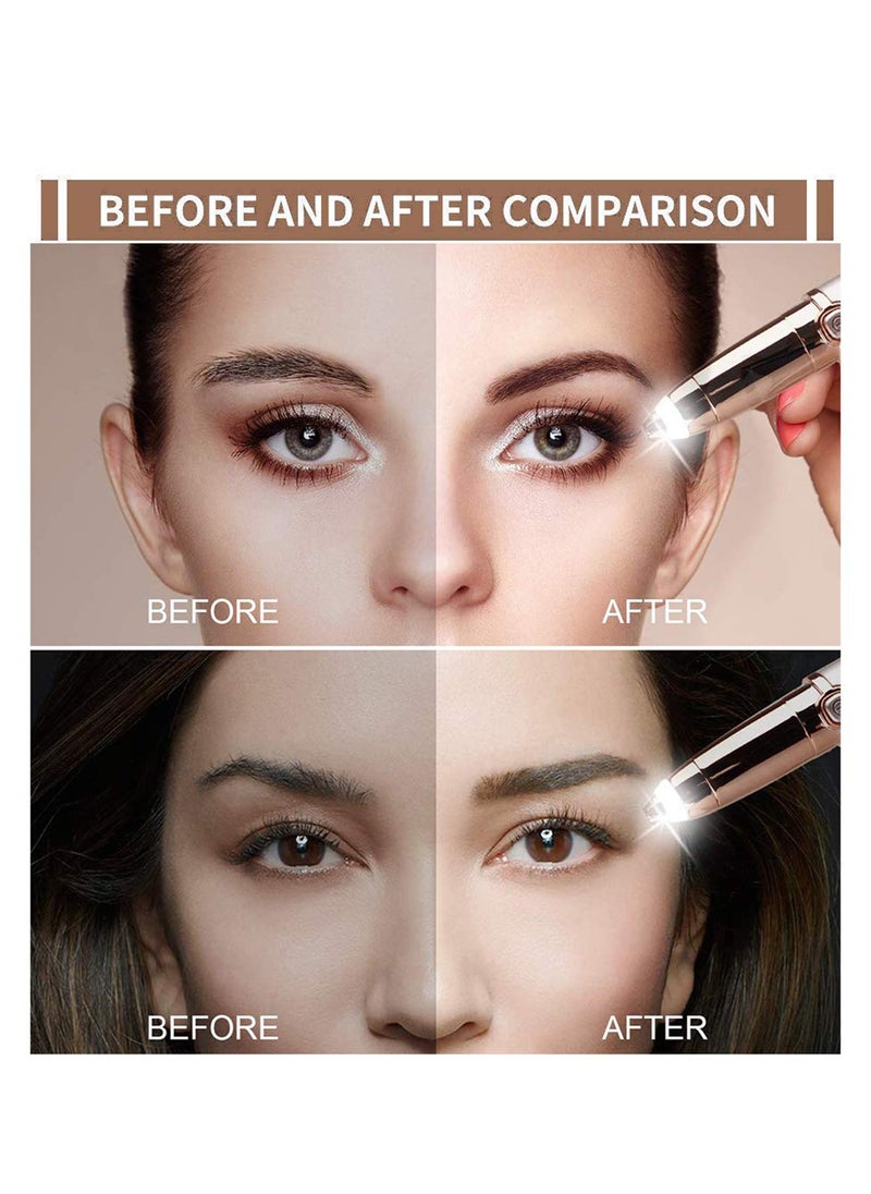 Eyebrow Hair Remover,  Painless Precision Eyebrow Trimmer Brows Epilator Eye Brow Facial Face Razor for Face Lips Nose Facial Hair Removal with LED Light for Women Men Rose Gold