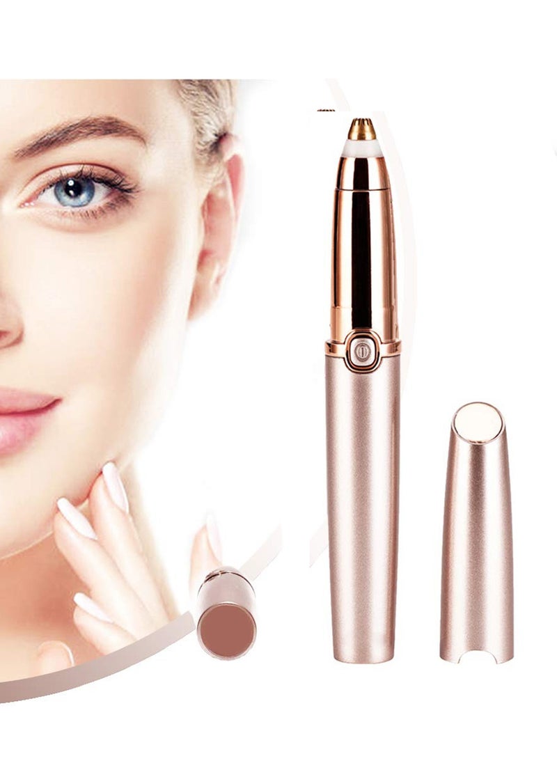 Eyebrow Hair Remover,  Painless Precision Eyebrow Trimmer Brows Epilator Eye Brow Facial Face Razor for Face Lips Nose Facial Hair Removal with LED Light for Women Men Rose Gold