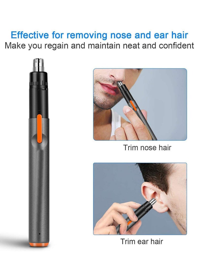 Nose Trimmer Electric Nose Ear Hair Trimmer for Men and Women Rechargeable, Edge Painless Trimming Mini Shaves Neck, Ear, and Nose Hairs, Trimmer for eyebrows and sideburns Silver