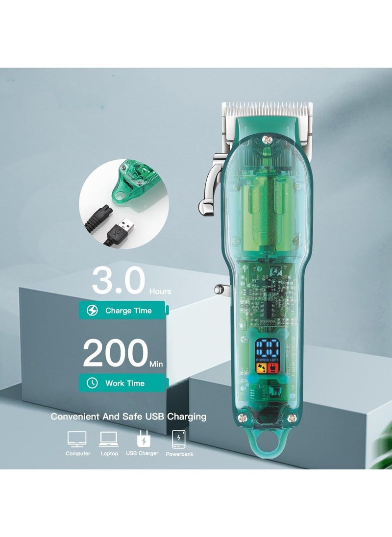 Hair Clippers for Men, Hair Trimmer Transparent, Adjustable Beard Trimmer, Cordless Hair Trimmer Electric Barber Digital Display Clipper for Men