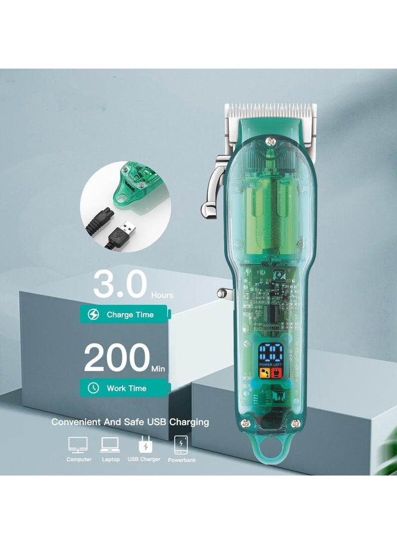 Hair Clippers for Men, Hair Trimmer Transparent, Adjustable Beard Trimmer, Cordless Hair Trimmer Electric Barber Digital Display Clipper for Men