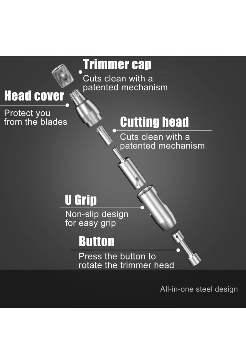 Manual Nose Hair Trimmer, Battery-Free, Wet/Dry, Easy to Clean and Carry, Improved Rotating Blades, Painless, Waterproof, Nose Hair Remover Men's Day Gifts