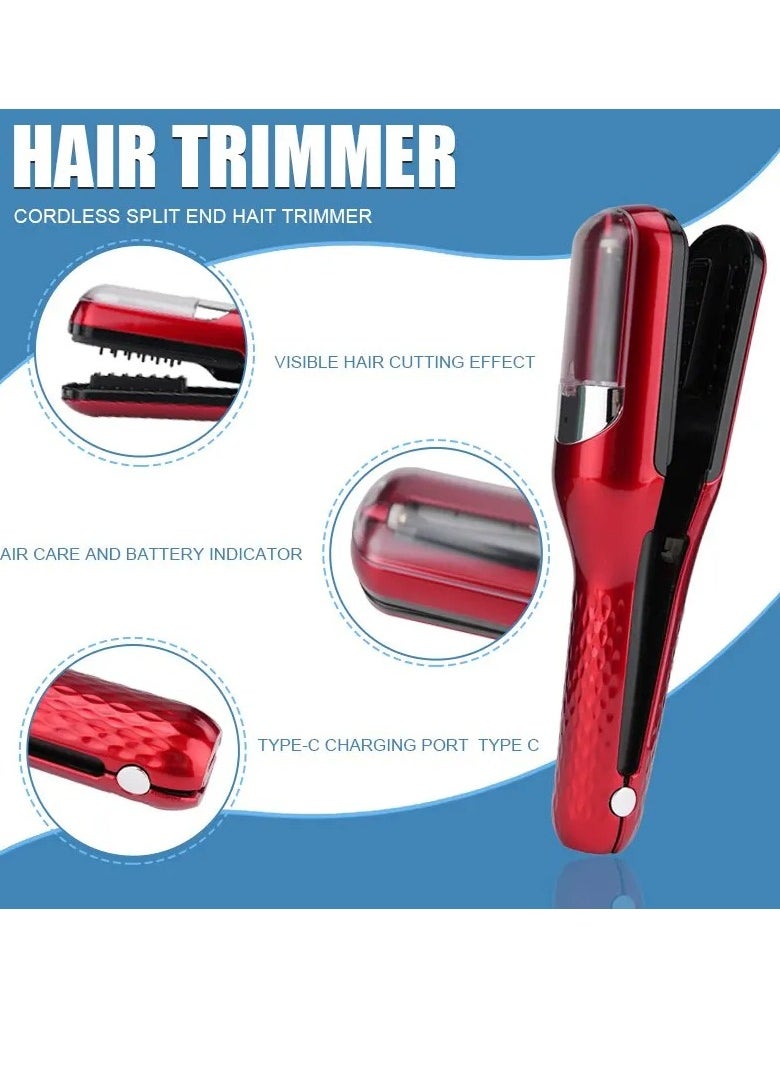 Hair Trimmer, Durable Stainless Steel Rechargeable Cordless Split Hair Trimmer, Compact And Portable Hair Split Ends Trimmer, User Friendly Damaged Hair Remover Hair Cutting Tool, (White)