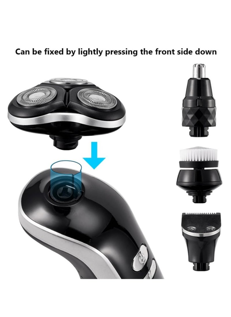 Electric Razor for Men, 4-in-1 Men's Shaver Kit with 4D Rotary Shaver, Hair Clipper, Nose Trimmer, Sideburns Trimmer and Face Cleaning Brush