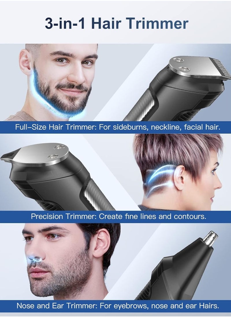 Beard Trimmer Hair Clipper for Men Men's Grooming Kit with Cordless Rechargeable Hair Nose Trimmer Electric Shaver Stainless Steel Blades for Painless Facial Body Hair Removal