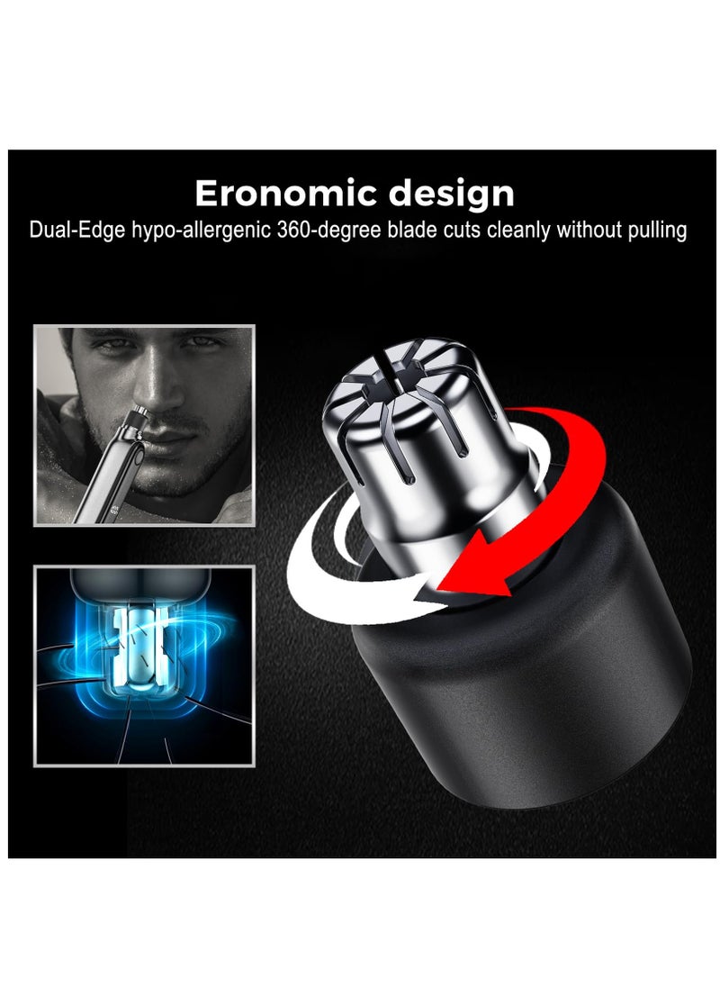 Rechargeable Nose Hair Trimmer with LCD Display, Waterproof Dual Blade Clipper for Men and Women, Perfect for Ear and Nose Grooming