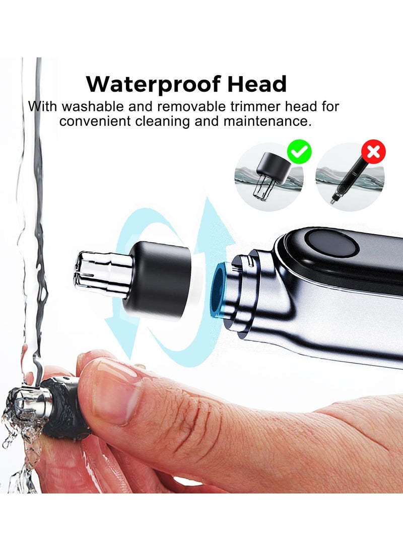 Rechargeable Nose Hair Trimmer with LCD Display, Waterproof Dual Blade Clipper for Men and Women, Perfect for Ear and Nose Grooming