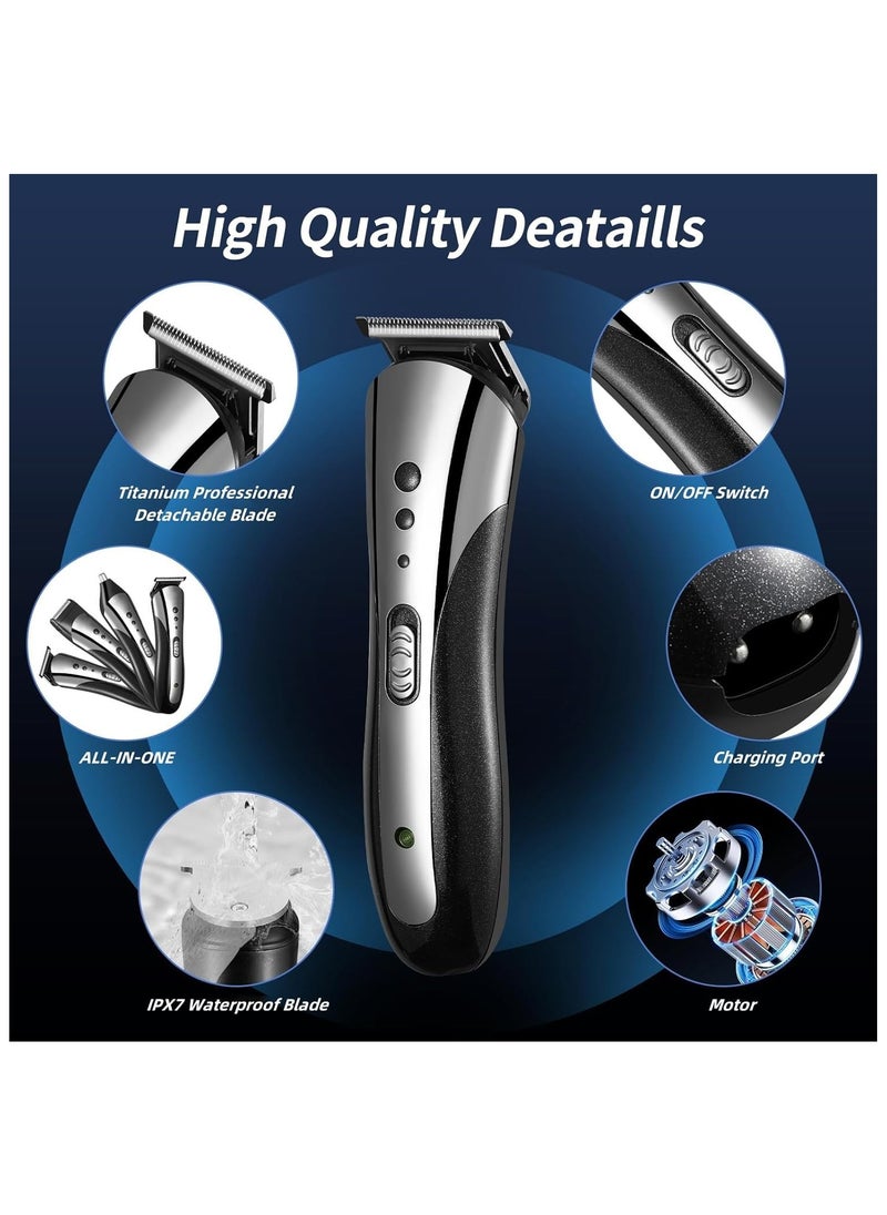 Men's Beard Trimmer Multifunctional Men's Trimmer with Hair Clipper Shaver Nose Hair Trimmer 3-in-1 Cordless Hair Clipper with 4 Limit Combs All-in-One Body Groomer Kit for Men