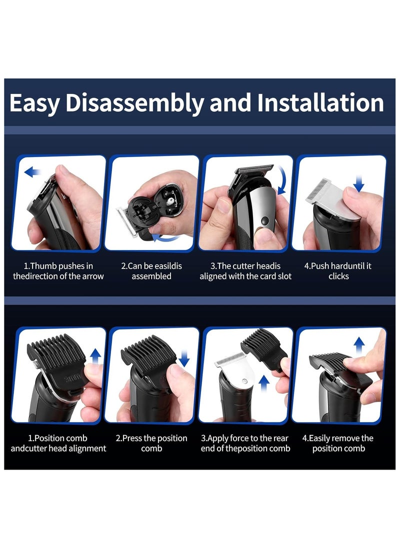 Men's Beard Trimmer Multifunctional Men's Trimmer with Hair Clipper Shaver Nose Hair Trimmer 3-in-1 Cordless Hair Clipper with 4 Limit Combs All-in-One Body Groomer Kit for Men