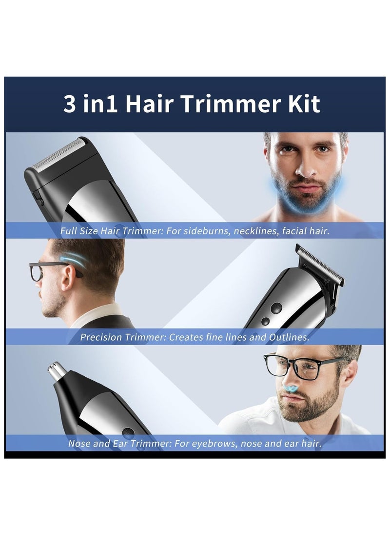 Men's Beard Trimmer Multifunctional Men's Trimmer with Hair Clipper Shaver Nose Hair Trimmer 3-in-1 Cordless Hair Clipper with 4 Limit Combs All-in-One Body Groomer Kit for Men