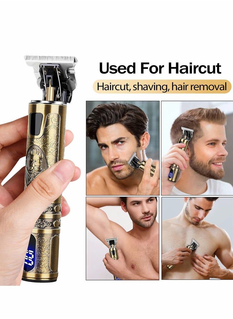 Rechargeable Electric Beard Trimmer for Men with LCD Display and Hair Clippers