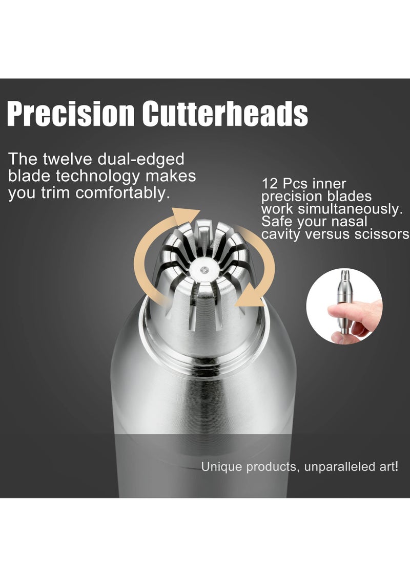 Battery,Free Manual Nose Hair Trimmer, Easy to Clean and Carry, Improved Rotating Blades, Painless Waterproof Nose Hair Remover for Men