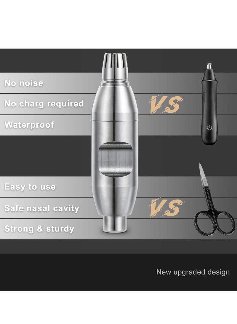 Battery,Free Manual Nose Hair Trimmer, Easy to Clean and Carry, Improved Rotating Blades, Painless Waterproof Nose Hair Remover for Men
