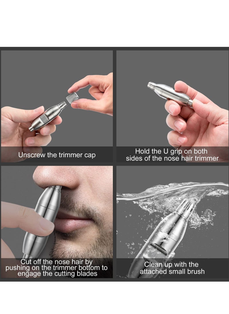 Battery,Free Manual Nose Hair Trimmer, Easy to Clean and Carry, Improved Rotating Blades, Painless Waterproof Nose Hair Remover for Men