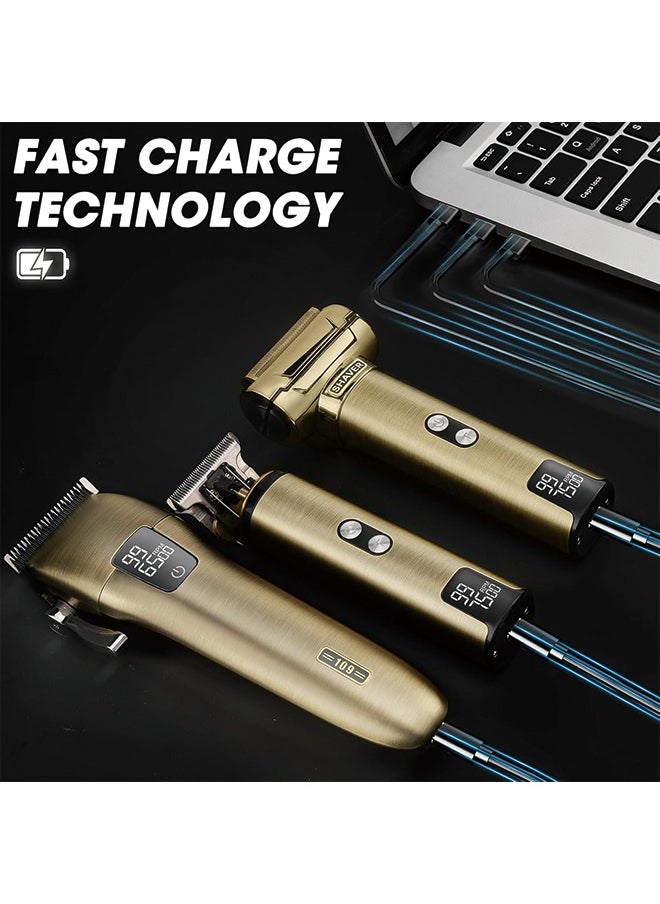 Hair Clippers for Men - Professional Hair Trimmer Set, Beard Trimmer Electric Razor Shavers for Men, 3 in 1 Waterproof Men Grooming Kit, with LCD Display, Ideal Gift for Him