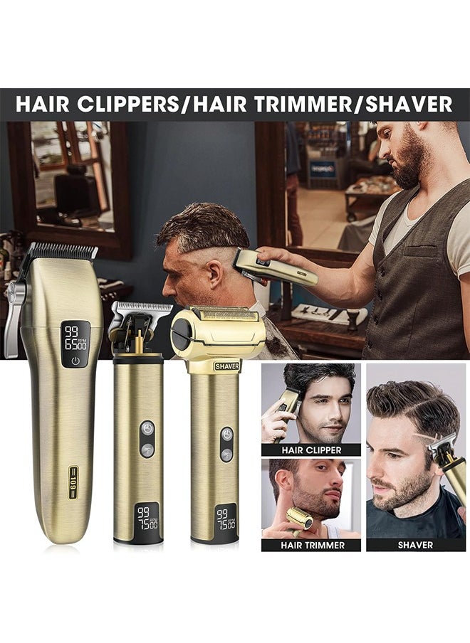 Hair Clippers for Men - Professional Hair Trimmer Set, Beard Trimmer Electric Razor Shavers for Men, 3 in 1 Waterproof Men Grooming Kit, with LCD Display, Ideal Gift for Him