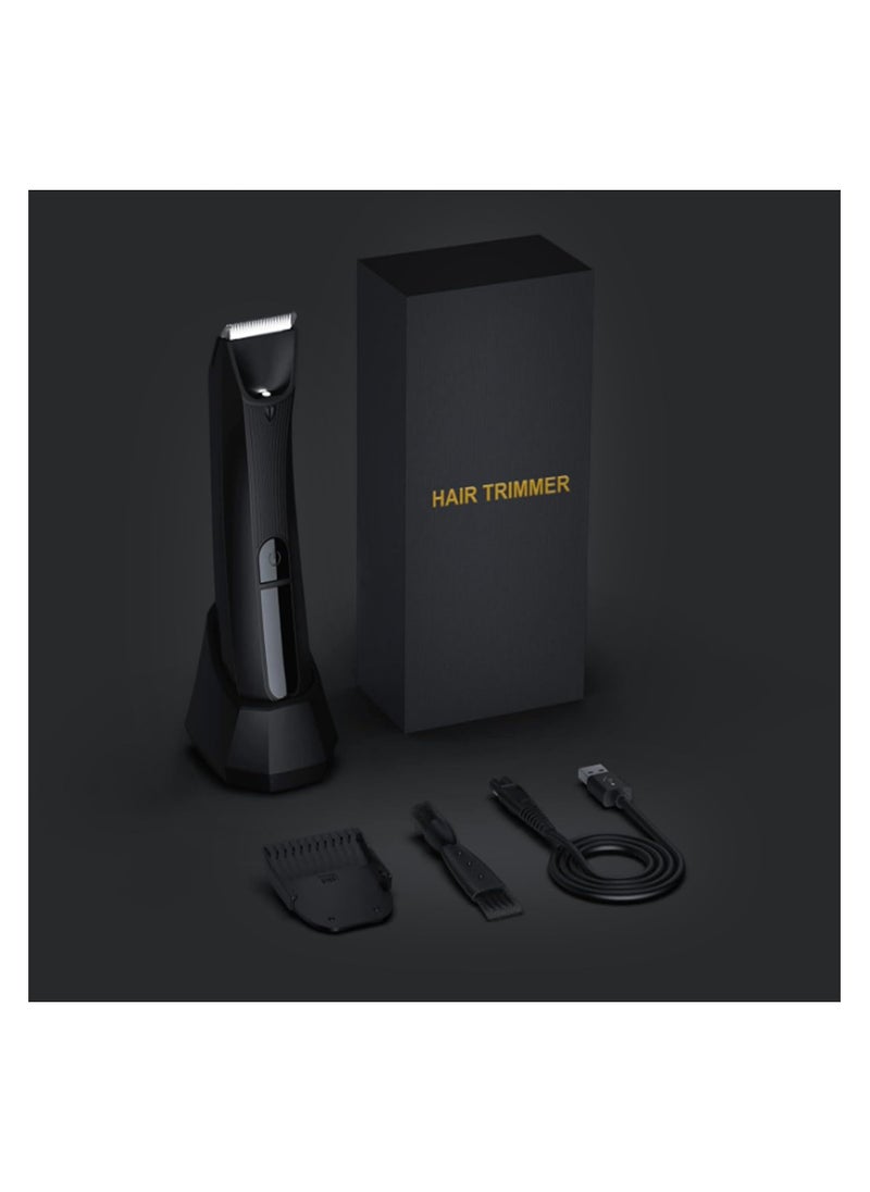 Men's Intimate Razor with LED Light & Display, Body Groomer Shaver, IPX7 Waterproof Electric Razor with Recharge Dock, Replaceable Device, Ceramic Blade Heads, USB Charging, Gift for Men