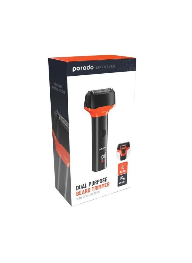 Dual Purpose Beard Trimmer Seamless Close Shave, 60 Minutes Working Time, Smooth Glide, 600mAh Battery, IPX5 Water Resistant, 7600RPM Motor, 5W Rated Power, Digital Display
