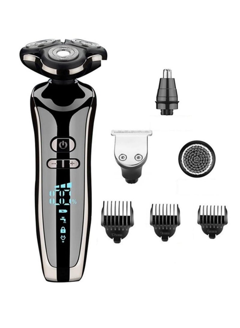 Electric Razor for Men, 4-in-1 Men's Shaver Kit with 4D Rotary Shaver, Hair Clipper, Nose Trimmer, Sideburns Trimmer and Face Cleaning Brush