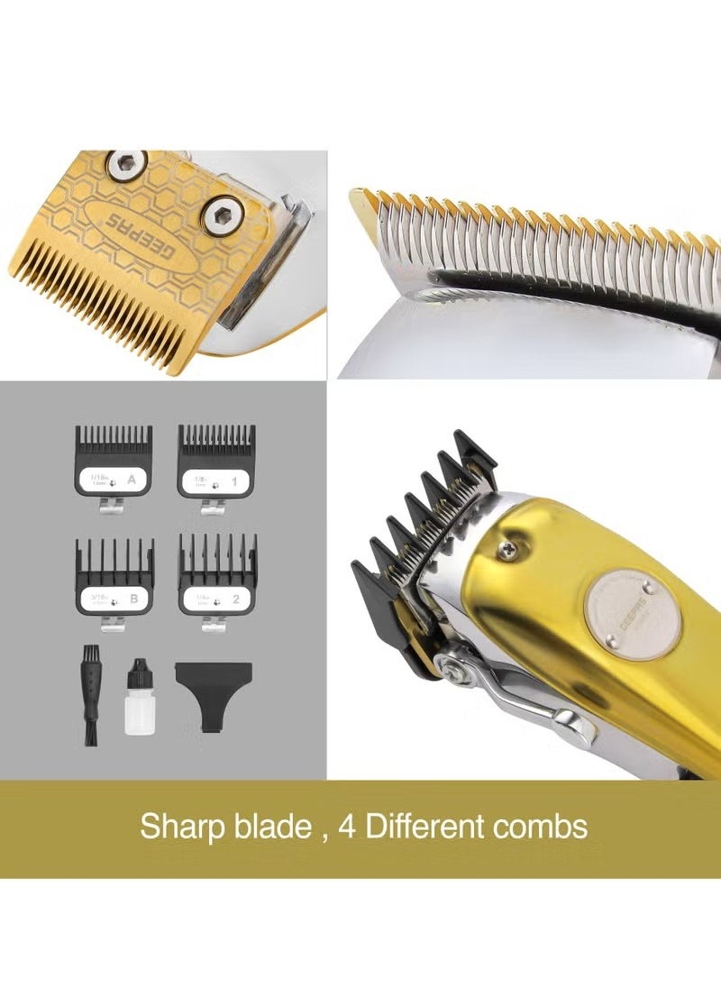 Geepas Professional Digital Hair Clipper / Trimmer GTR57502, Hair Clipper with High Capacity Li-ion Battery and Fast Charging, 4 Adjustable Cutting Blades and 4 Separate Combs| LCD Display,