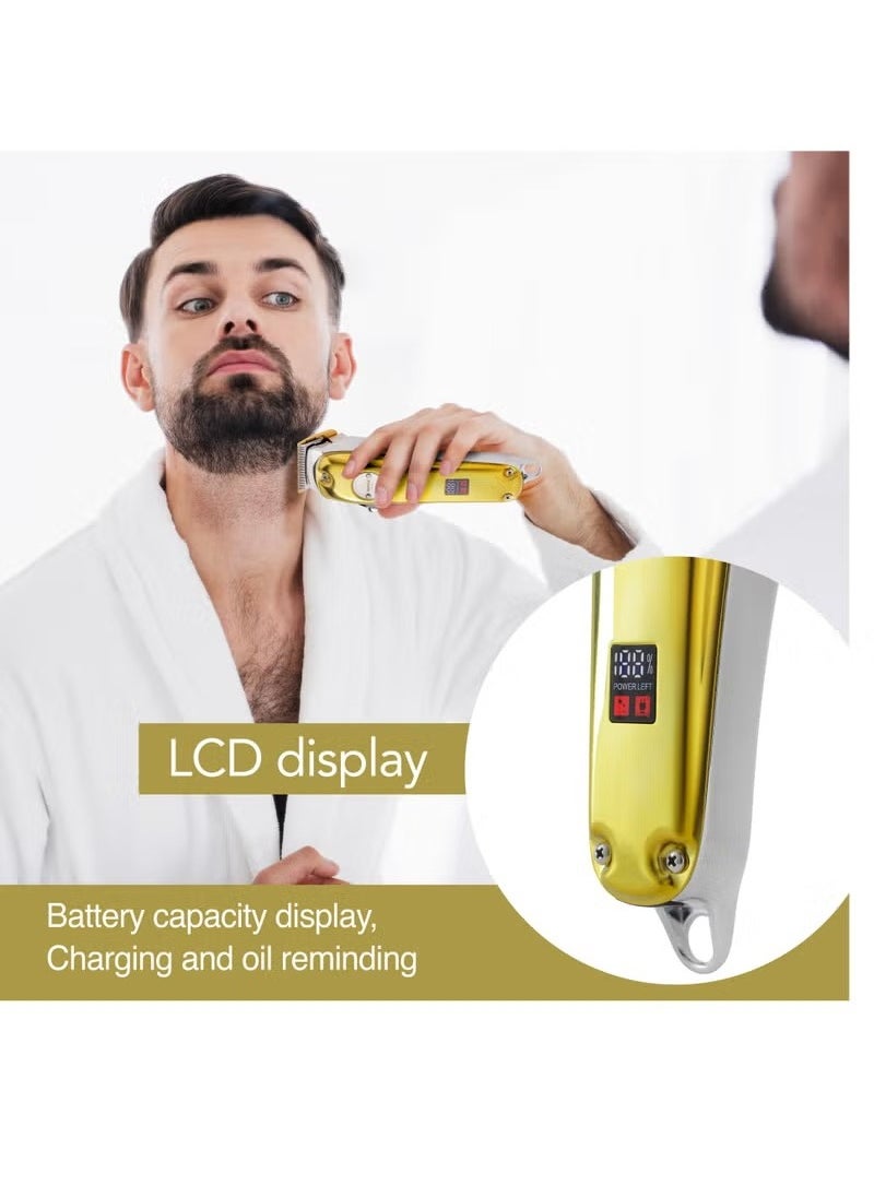 Geepas Professional Digital Hair Clipper / Trimmer GTR57502, Hair Clipper with High Capacity Li-ion Battery and Fast Charging, 4 Adjustable Cutting Blades and 4 Separate Combs| LCD Display,
