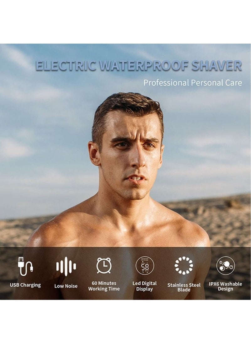 Electric Razor for Men - Cordless Rotary Hair Clippers, Bald Head Shaver, Waterproof Nose Hair Trimmer with USB