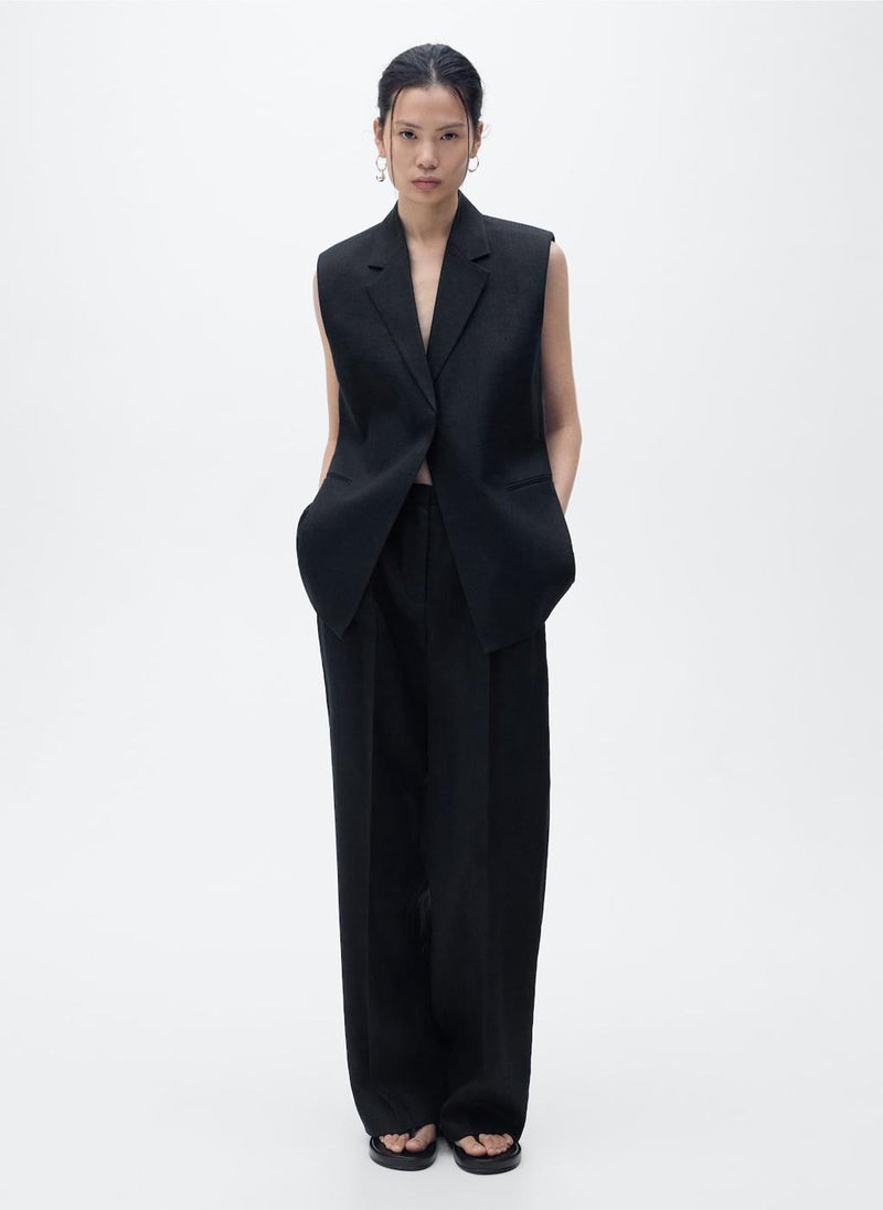 Straight-Fit Linen Suit Trousers