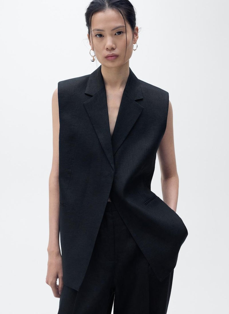 Straight-Fit Linen Suit Trousers