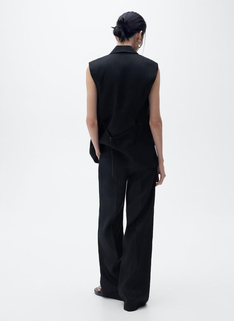 Straight-Fit Linen Suit Trousers
